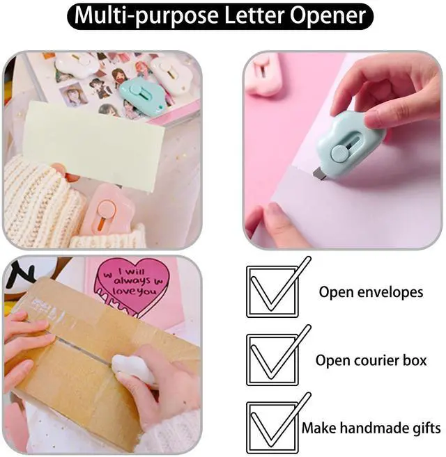 Alt view image 2 of 7 - 3 Pack Retractable Box Cutter Letter Opener, Adorable Cloud Tiny Box Cutter Envelope Slitter for Key Chain Pocket Bag, 2.24x1.5x0.55inch