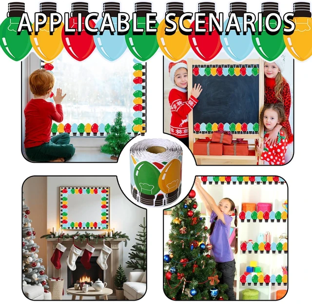Alt view image 5 of 7 - 69 Feet Christmas Bulletin Board Border Xmas Light Borders for School Classroom Office Chalkboard Party Decoration