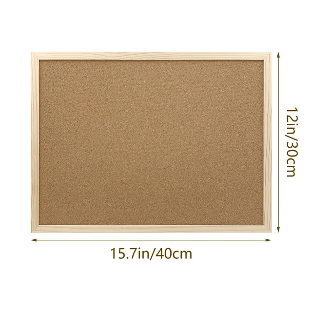 Alt view image 4 of 7 - 2 Pack Cork Board 15.7x11.81 Inches Oak Wood Finish Frame for Wall Office Home School with Pins, Eye Bolts, Gaskets, Screws