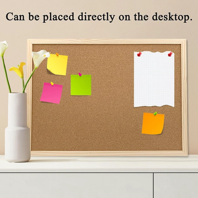 Alt view image 5 of 7 - 2 Pack Cork Board 15.7x11.81 Inches Oak Wood Finish Frame for Wall Office Home School with Pins, Eye Bolts, Gaskets, Screws