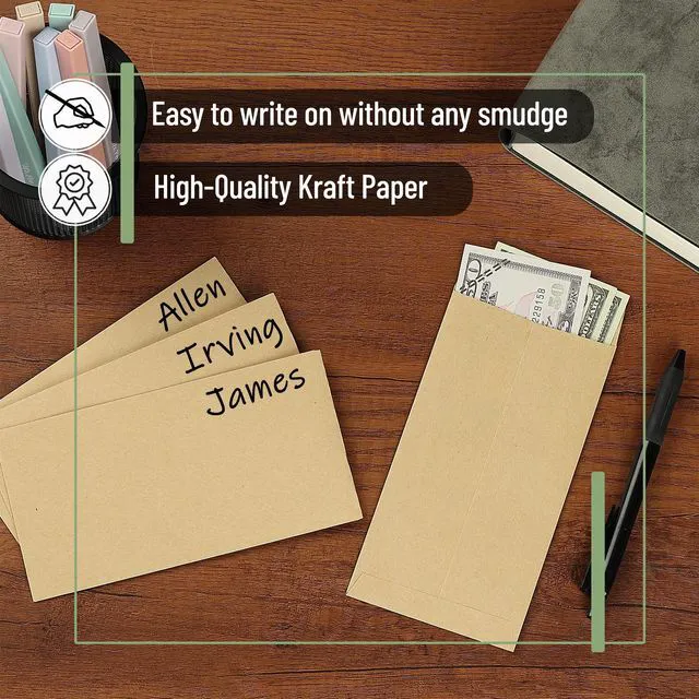 Alt view image 3 of 7 - Mr. Pen Money Envelopes, 6.5" x 3.5", 100 Pack, Kraft Paper, Self-Adhesive Bulk Envelopes for Budgeting, Saving, and Organizing