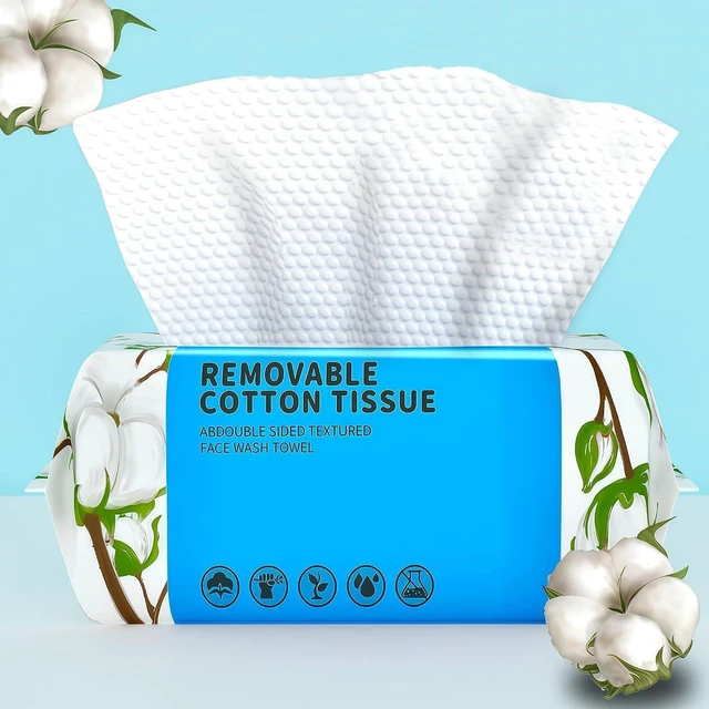 Main image of Disposable Face Towels 100 Count, Soft Cotton, Thickened, for Cleansing, Makeup Remover and Skincare