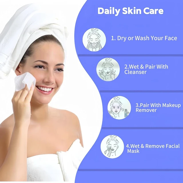 Alt view image 2 of 7 - Disposable Face Towels 100 Count, Soft Cotton, Thickened, for Cleansing, Makeup Remover and Skincare