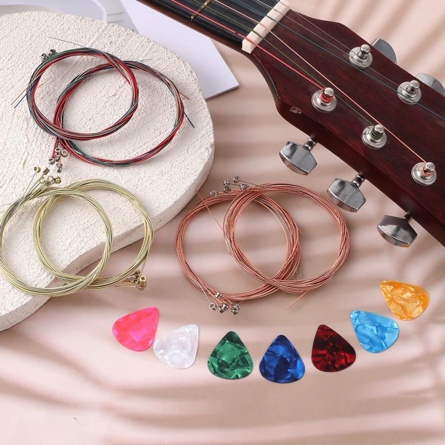 Alt view image 3 of 7 - 3 Sets Acoustic Classical Guitar 6-String Bronze Replacement Strings with Small Ball Ends Steel (Color Brass)