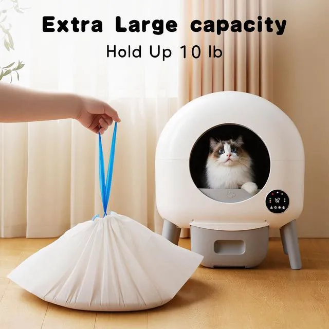 Alt view image 2 of 7 - 40-Pack Heavy Duty Cat Litter Box Liners for Fsitego & Fumoi Self-Cleaning Litter Boxes, Extra Thick, Drawstring, Leakproof