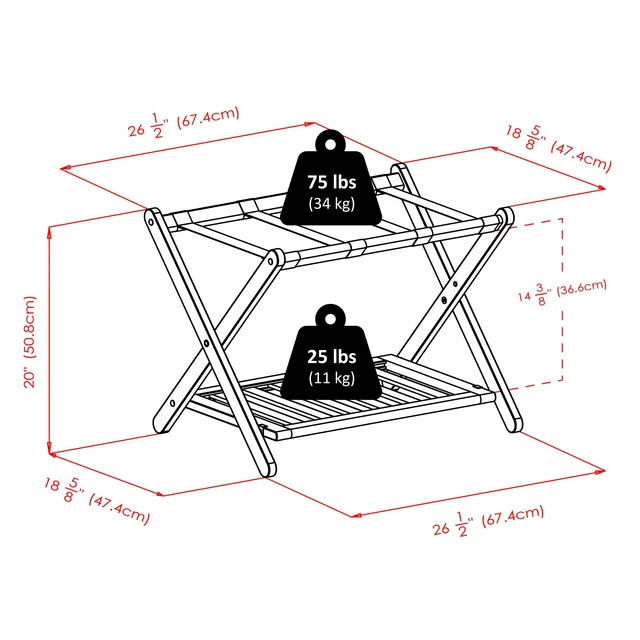 Alt view image 5 of 6 - Winsome Remy Luggage Rack, Cappuccino