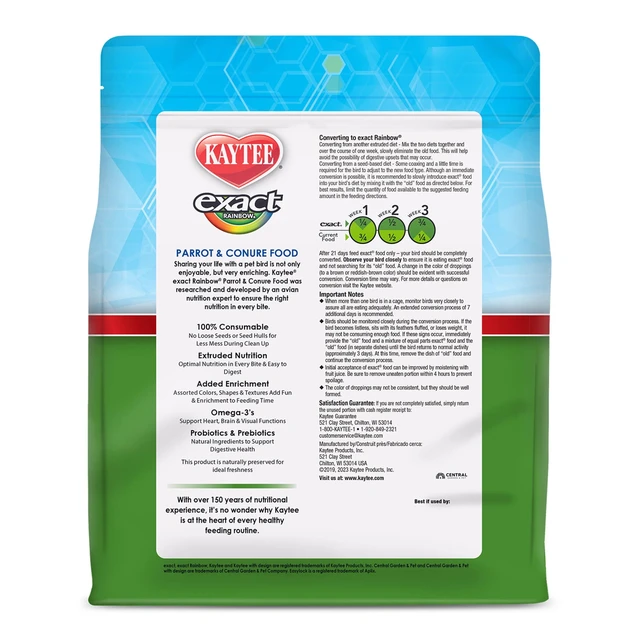 Alt view image 3 of 7 - Kaytee Exact Rainbow Parrot & Conure Pet Bird Food, 4 Pounds
