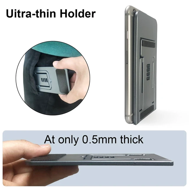 Alt view image 5 of 6 - POQOD Ultrathin Cell Phone Stand for Desk, Fully Foldable Phone Holder Compatible with iPhone 16 15 14 13 12 11, Nintendo Switch, Grey