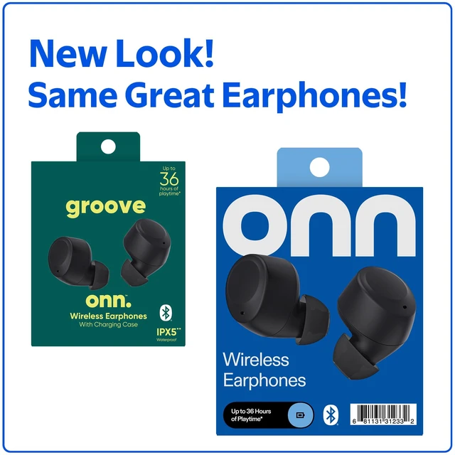 Alt view image 5 of 6 - Onn Bluetooth Earphones with Charging Case and Touch Control, Black