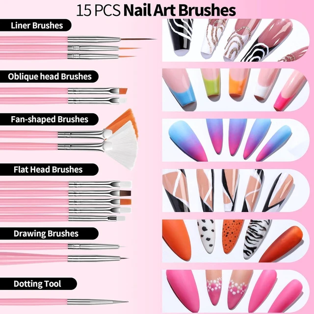 Alt view image 2 of 6 - FANDAMEI Nail Art Kit with Stand, Nail Brushes, Dotting Tool, Palette, Holder for Painting Nails