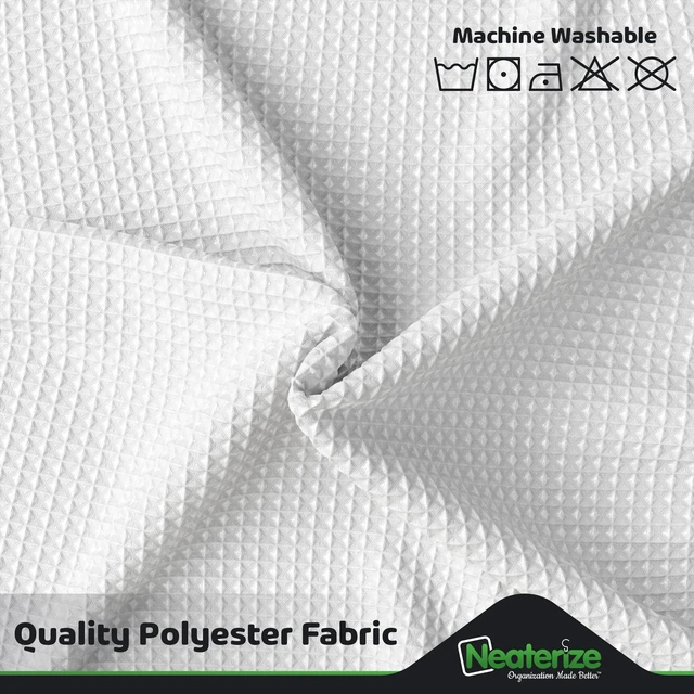 Alt view image 3 of 7 - NEATERIZE White Fabric Shower Curtain 72x72Inches Waffle Design Hotel Style