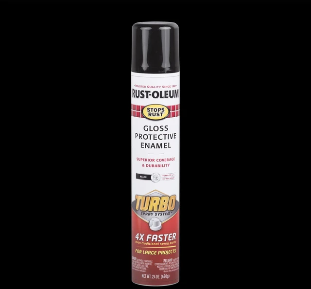Main image of Rust-Oleum Stops Rust Turbo Protective Enamel Gloss Spray Paint, 334128, Black, 24 oz