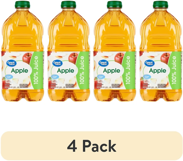 Main image of Great Value 100% Apple Juice No Added Sweeteners, 64 fl oz, 4 Pack