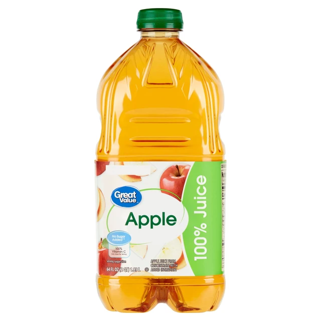 Alt view image 4 of 6 - Great Value 100% Apple Juice No Added Sweeteners, 64 fl oz, 4 Pack