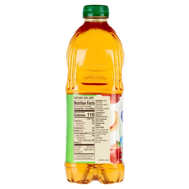 Alt view image 6 of 6 - Great Value 100% Apple Juice No Added Sweeteners, 64 fl oz, 4 Pack