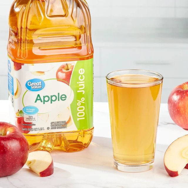 Alt view image 3 of 6 - Great Value 100% Apple Juice No Added Sweeteners, 64 fl oz, 4 Pack