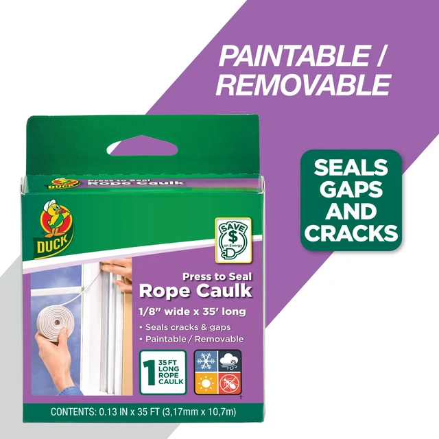 Alt view image 5 of 5 - Duck Brand White Rubber Rope Caulk 2 Pack - 0.125in x 35ft for Windows and Doors