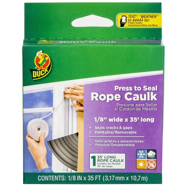 Alt view image 3 of 5 - Duck Brand White Rubber Rope Caulk 2 Pack - 0.125in x 35ft for Windows and Doors