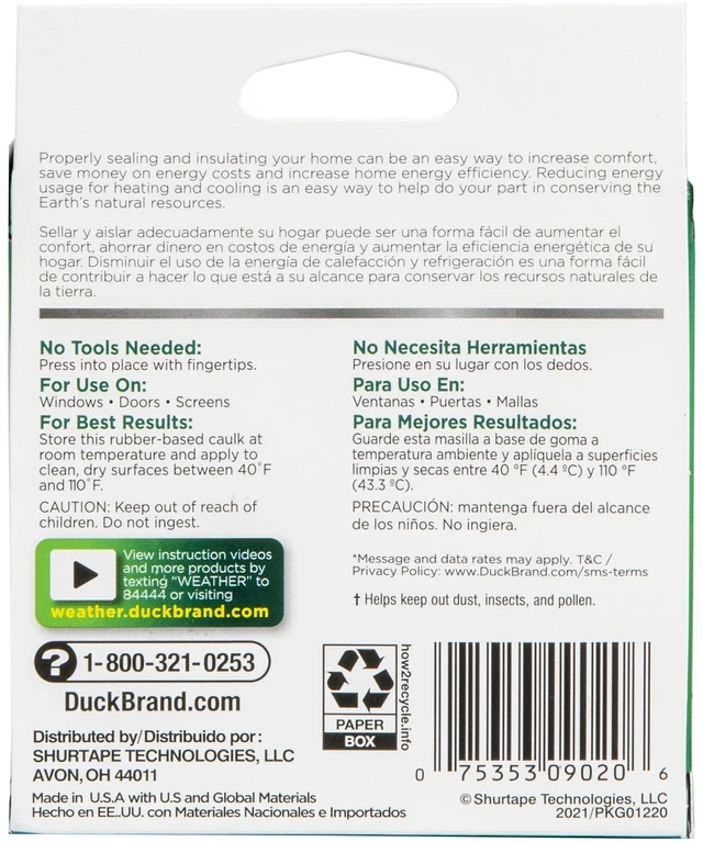 Alt view image 2 of 5 - Duck Brand White Rubber Rope Caulk 2 Pack - 0.125in x 35ft for Windows and Doors