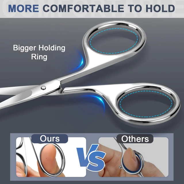Alt view image 5 of 6 - 2 Pack Stainless Steel Rounded Tips Eyebrow Nose Hair Scissors