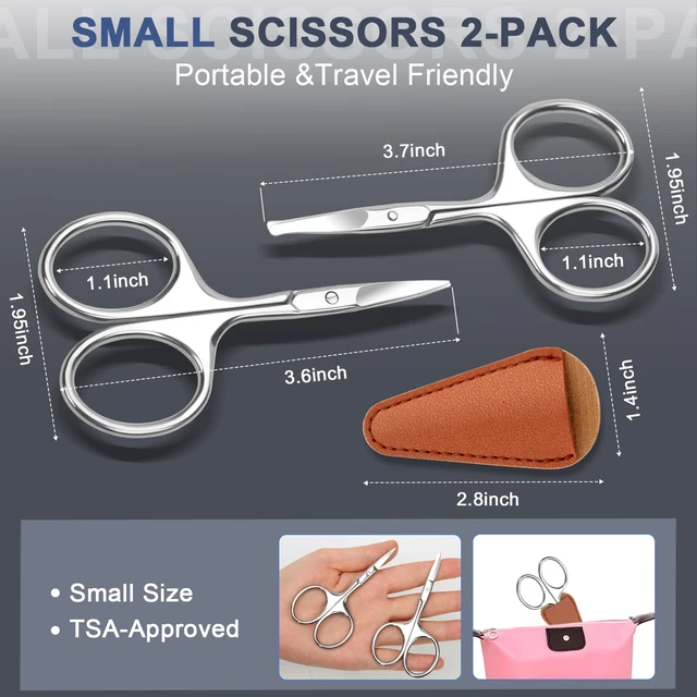 Alt view image 3 of 6 - 2 Pack Stainless Steel Rounded Tips Eyebrow Nose Hair Scissors
