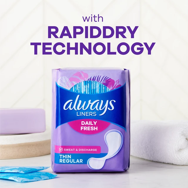 Alt view image 3 of 6 - Always Panty Liners, Regular, Unscented, Thin No Feel Protection, 162 Count