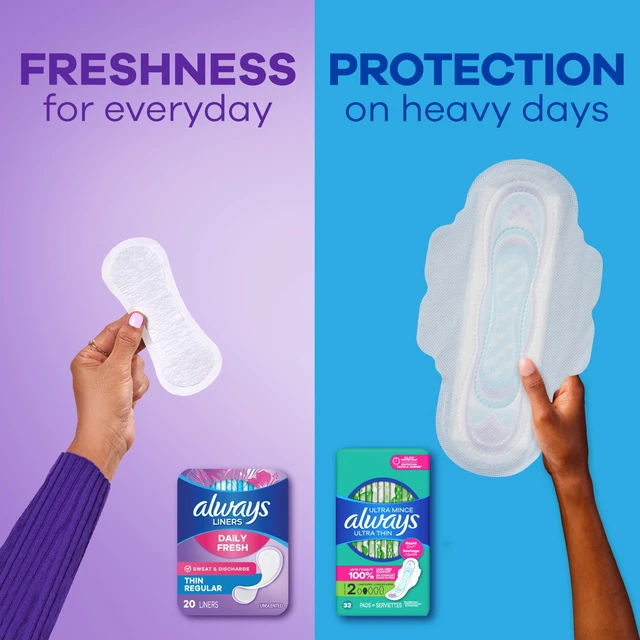 Alt view image 4 of 6 - Always Panty Liners, Regular, Unscented, Thin No Feel Protection, 162 Count