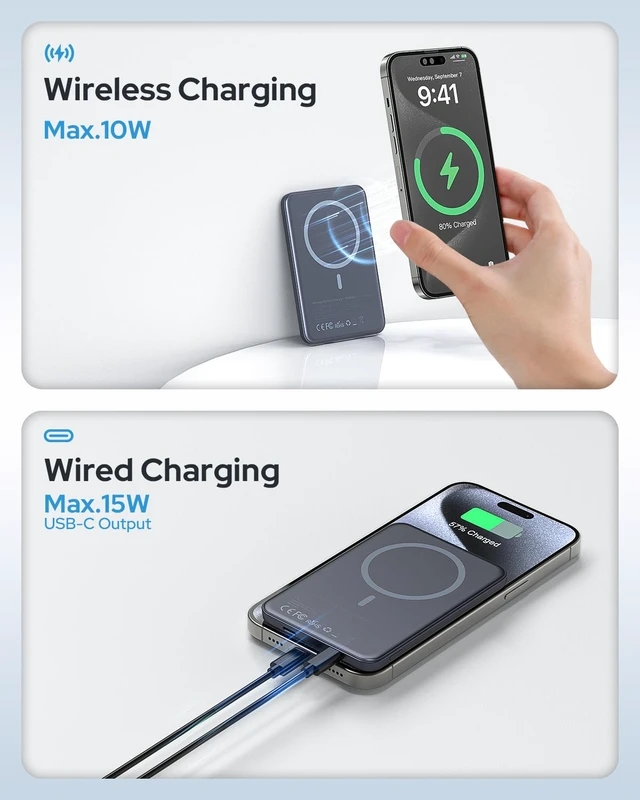 Alt view image 3 of 6 - Wireless Magnetic Power Bank 5000mAh Slim for MagSafe