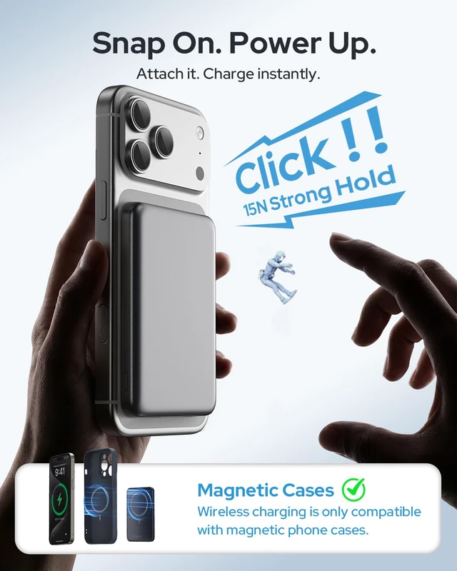 Alt view image 6 of 6 - Wireless Magnetic Power Bank 5000mAh Slim for MagSafe
