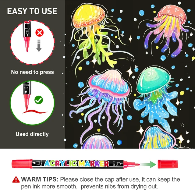 Alt view image 6 of 7 - 24 Colors Dual Tip Acrylic Paint Markers, Premium Acrylic Marker Paint Pens for Rock Painting, Canvas, Stone, Wood, Glass, Coloring, Easter Basket Stuffers, DIY Crafts &