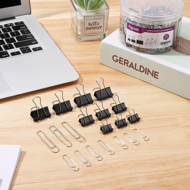 Alt view image 6 of 7 - 360 Pack Mixed Sizes Metal Paper Clips & Binder Clips, Medium & Large, for Office School Home Document Organizing Supplies