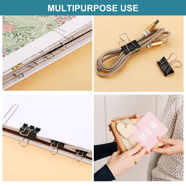 Alt view image 3 of 7 - 360 Pack Mixed Sizes Metal Paper Clips & Binder Clips, Medium & Large, for Office School Home Document Organizing Supplies