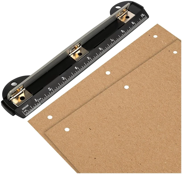 Main image of Performore 3-Hole Punch, 5-Sheet Capacity, Built-in 10" Ruler, Portable for Office & School Supplies