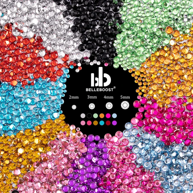 Alt view image 4 of 6 - Flat Back Rhinestone Kits, Colorful Rhinestones, Crystal AB & Transparent White Face Gems, Nail Gem with Quick Dry Makeup Glue, Picker Pencil, Tweezer for Bedazzling Face