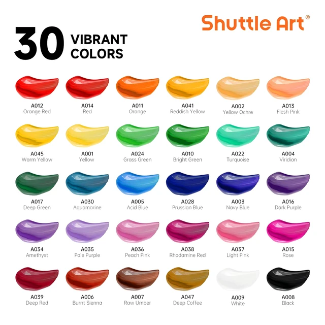 Alt view image 5 of 6 - Shuttle Art Acrylic Paint Set,30x12ml Tubes,Non-Toxic,Rich Pigments,Artist Quality,for Kids & Adults,Professional Painting on Rocks,Canvas,Wood,Clay,Fabric,Ceramic Crafts
