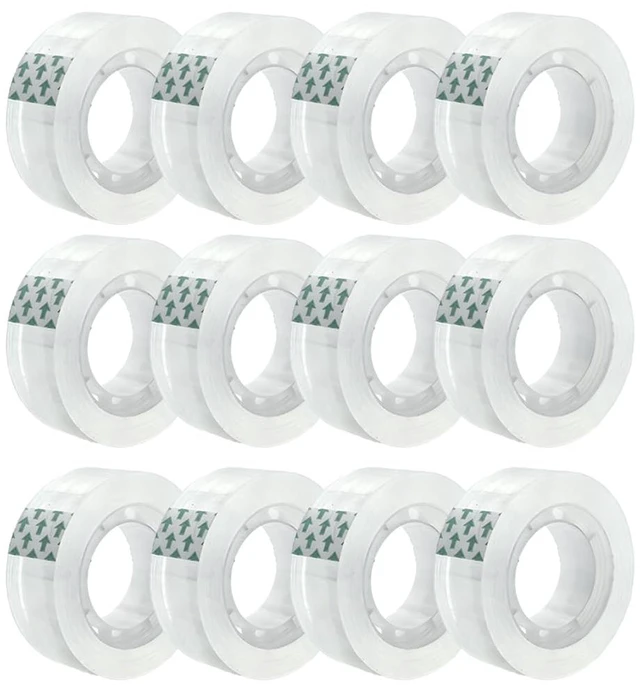 Main image of 12 Rolls Transparent Tape Refills, 1 in Core, 3/4 x 1000 in, Gift Packaging Tape for Office, Home, School