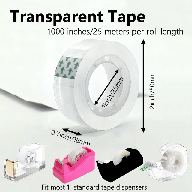 Alt view image 2 of 6 - 12 Rolls Transparent Tape Refills, 1 in Core, 3/4 x 1000 in, Gift Packaging Tape for Office, Home, School
