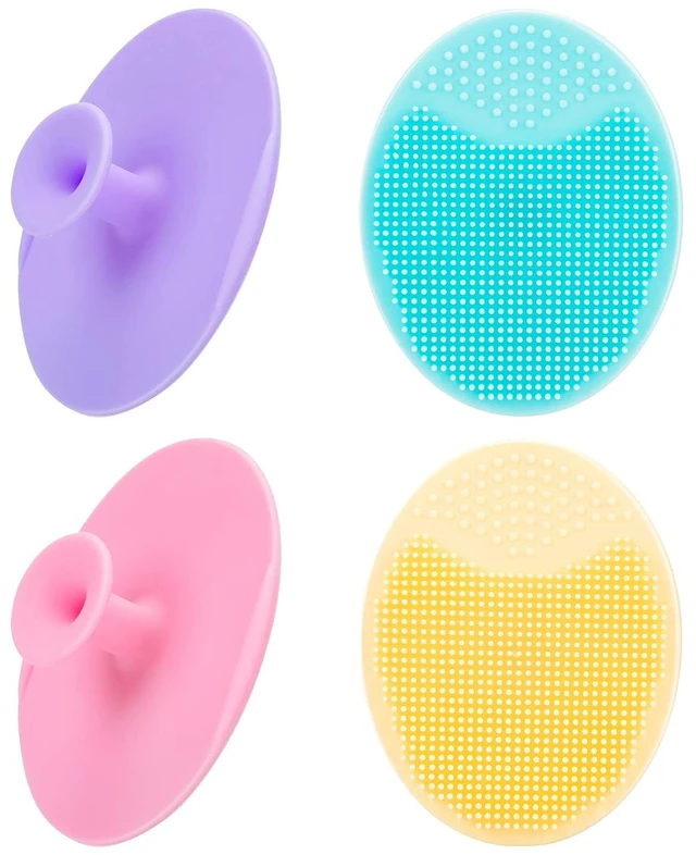 Main image of JEXCULL 4 Pack Soft Silicone Facial Cleansing Brush, Face Exfoliator, Blackhead Acne Pore Pad, Cradle Cap Face Wash Brush for Deep Cleaning