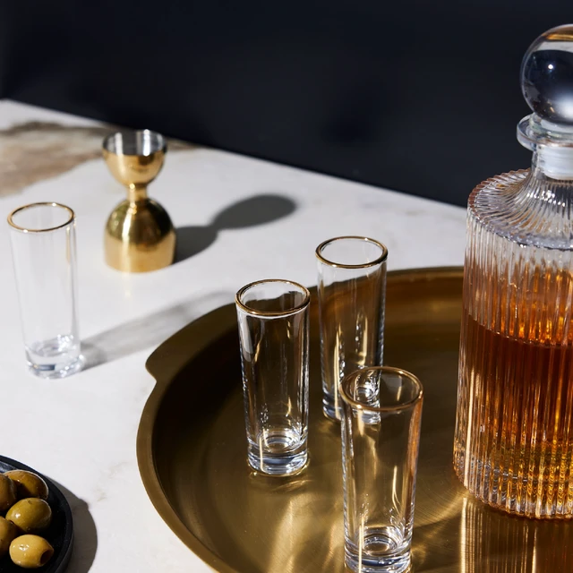 Alt view image 4 of 7 - Thyme & Table 1fl oz & 2fl oz Gold Stainless Steel Double-Sided Jigger