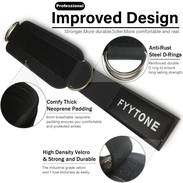 Alt view image 3 of 6 - Ankle Strap (Pair) for Cable Machine, Kickbacks, Leg Extensions, Lower Body Exercises, Glute Workouts, Hip Abductors - Home and Gym