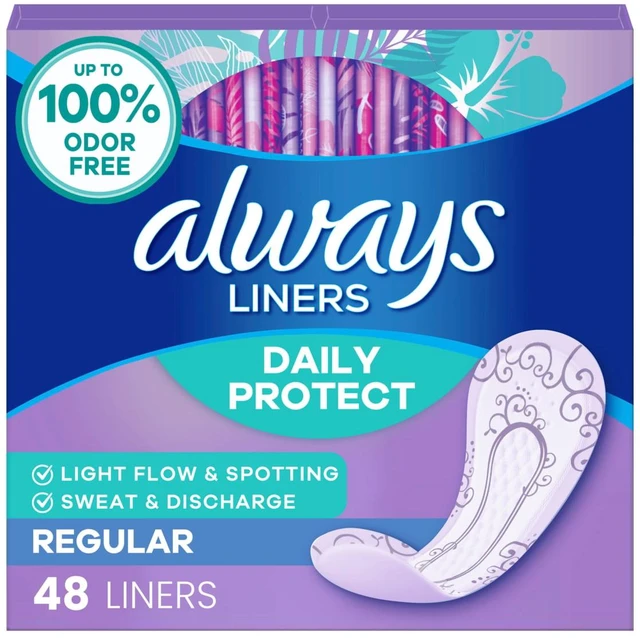 Main image of Always Panty Liners, Regular Length, Unscented, Daily Protect, 48 Count