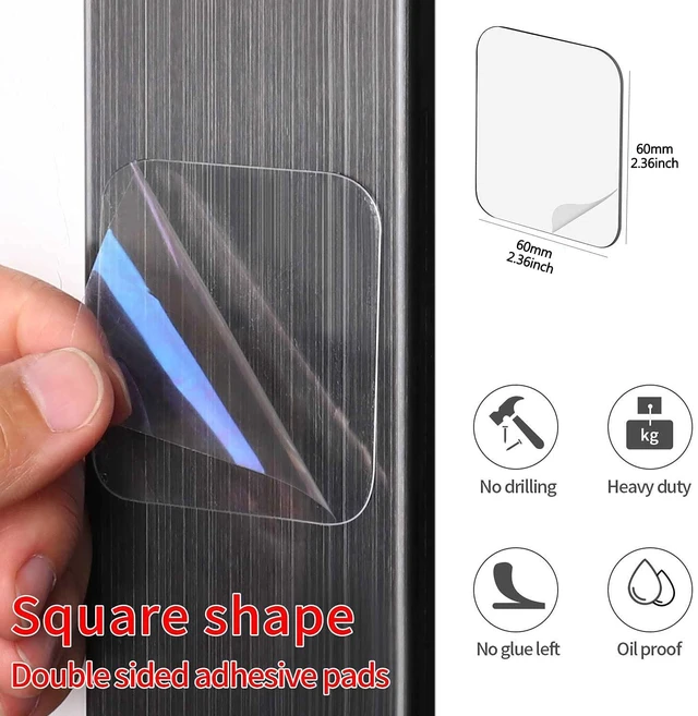 Alt view image 3 of 6 - 50PCS Double Sided Adhesive Pads, 1-3/8 Inch Pre-Cut Square Tape, 0.52mm Thick, Sticky Tack for Wall Mounting