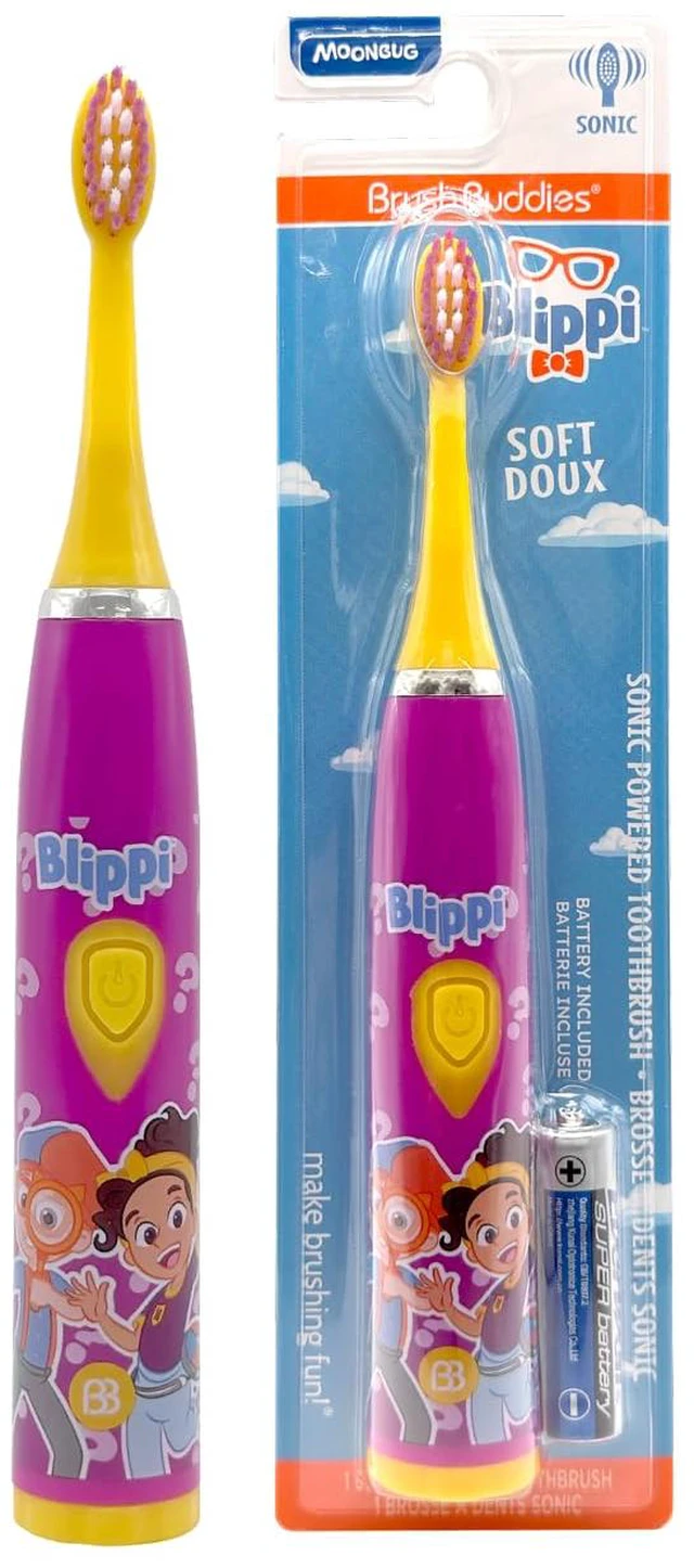Main image of Brush Buddies Blippi Electric Toothbrush for Kids, Battery Powered Sonic, Soft Bristles, Toddler Oral Care, Purple