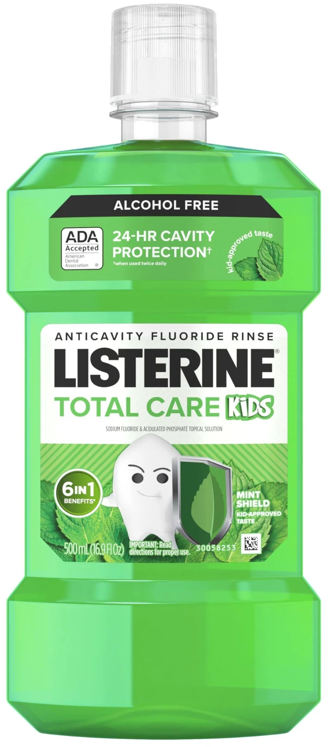 Main image of Listerine Total Care Kids Mouthwash, Mint Shield, 16.9fl.oz/500mL