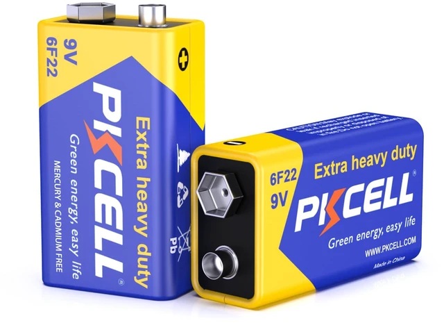 Main image of PKCELL 9V Batteries 2 Pack for Smoke Detector Alarms