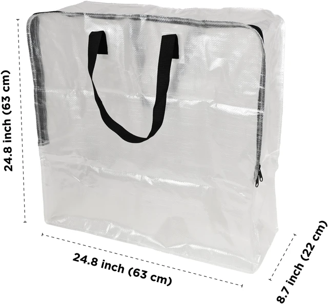 Alt view image 2 of 6 - Mainstays Clear 24 Gallon Slim Storage and Moving Bag with Zipper Closure and Dual Carry Handles