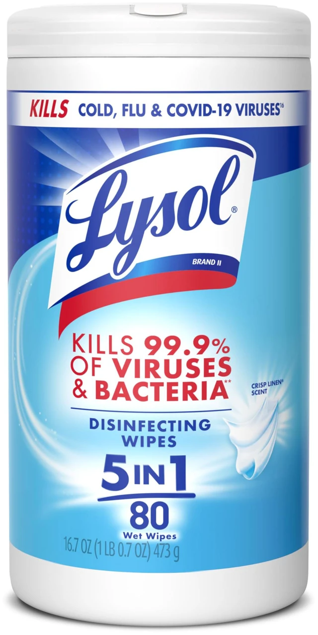 Main image of Lysol Disinfecting Wipes, Multi-Surface Cleaner, Crisp Linen, 80 Count