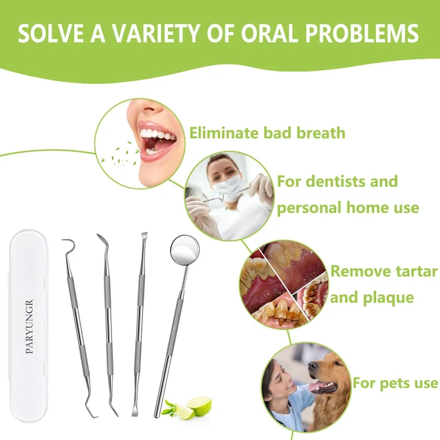 Alt view image 2 of 6 - Professional Stainless Steel Dental Pick Scraper Kit, Teeth Cleaning Oral Care Hygiene Tool for Dentist Personal Pet Use, with Storage Box