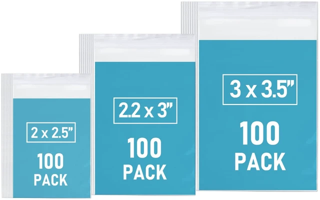 Main image of 300 PCS Small Plastic Bags, 3 Assorted Sizes