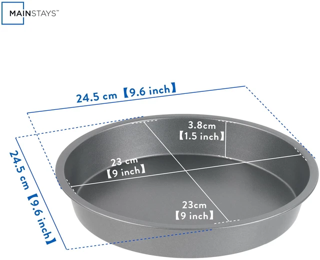 Alt view image 5 of 6 - Mainstays 9"x9" Round Nonstick Steel Cake Pan, 3-Pack, Dark Gray